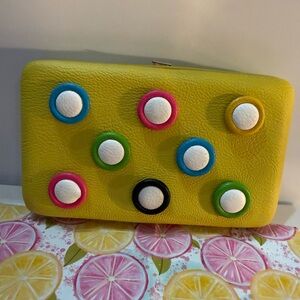 Vibrant Yellow Clutch with Colorful Dots